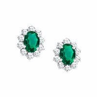 Pendientes Roman Gioielli Mujer PRINCIPESSA in Oro blanco Smeraldo OR.SME-J